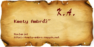 Kmety Ambró névjegykártya